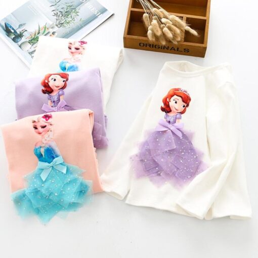 Baby Girls T Shirts Autumn Casual Princess Clothes Toddler Kids Long Sleeve Blouse Tops Children Clothing T-shirt Cotton