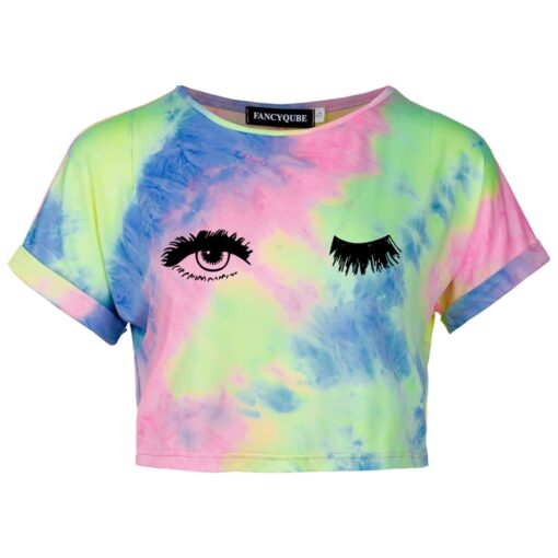 Tie Dye T-Shirts Tops Kids Casual Girls Happy Letter Printed Children tshirt 2020 Summer tshirt for woman Short Sleeve Tees