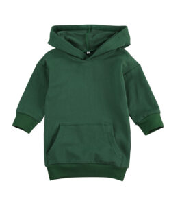 1-5Y Infant Kids Baby Girl Long Sleeve Hooded Dress Solid Color Pullover Clothes Autumn Winter Warm Top for Children