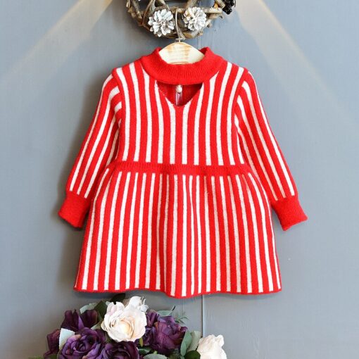 Baby Mink Fleece Sweater Girl Dress Children'S Clothing Autumn Winter 2020 New Pullover Sweater Dot European American Kid Dress