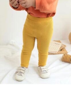 Autumn Baby Boys Girls Leggings Toddler Ribbed Pp Pants Kids Trousers Solid Color Little Boy Harem Casual Cotton Bottoming Pant