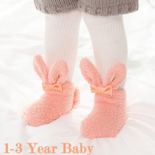 NEW Cute Newborn Baby Socks Plush Bunny Ear Winter Socks For Baby Girls Baby Christmas Floor Socks Baby Girl Clothes Accessories