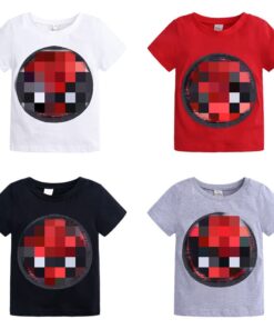 Changing Color and Pattern Switchable Sequins Boys TShirts Kid Fashion Marvel Hero T Shirt Children Top Clothes Summer