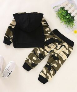 Baby Clothes Sets Newborn Infant Baby Boy Letter Hoodie T Shirt Tops+ Camouflage Pants Outfits Set Christams Gifts