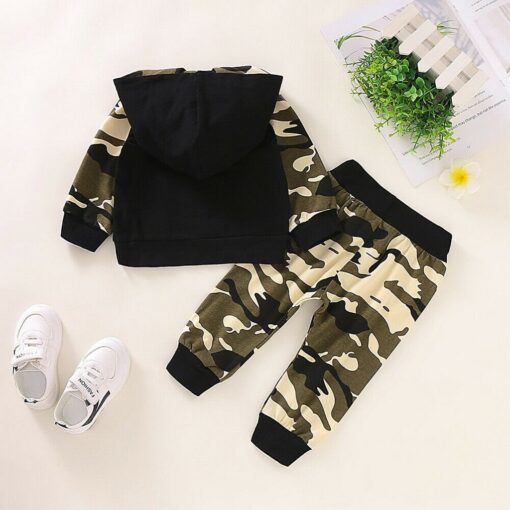 Baby Clothes Sets Newborn Infant Baby Boy Letter Hoodie T Shirt Tops+ Camouflage Pants Outfits Set Christams Gifts