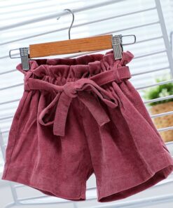Summer New Retro Fashion Baby Girls Shorts Pure Cotton High Waist Short 0-5Y Kid Casual Bow Loose Short Solid Color Girl Legging
