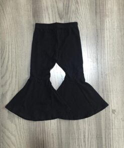 Girlymax fall/winter baby girls children clothes cotton black wine mustard solid color ruffles bell-bottoms pants