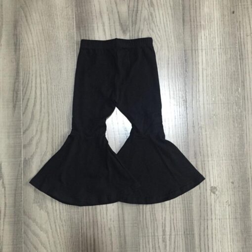 Girlymax fall/winter baby girls children clothes cotton black wine mustard solid color ruffles bell-bottoms pants