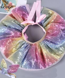 Baby Photography Clothing Newborn Baby Kid Girl Bow Sequin Colorful Rainbow Tutu Skirt Photo Costume Prop 0-5T Without Headband
