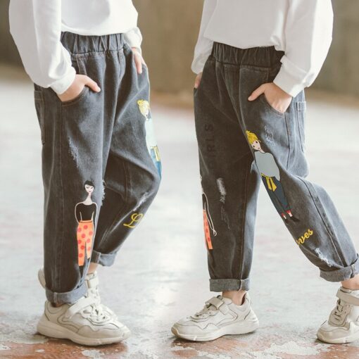 High Quality Color Paint Kids Jeans For Girls Boys Letter Jeans For Boys Girls Autumn Children's Clothing Kids Jeans