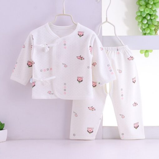 HIPAC Newborn Baby Infant Clothes Set Cotton Baby Boys Girls Tops+Pants Suits Cute Cartoon Baby Underwear All Season Style