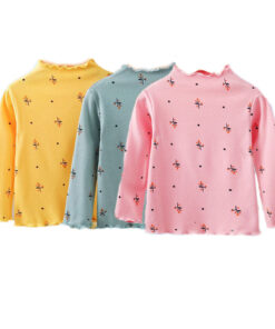 Turtleneck Girls T-shirts Long Sleeve Shirts For Kids 1-6 Years Children Bottom Spring Autumn Toddler Tees Baby Outerwear