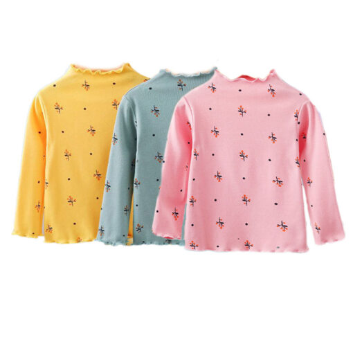 Turtleneck Girls T-shirts Long Sleeve Shirts For Kids 1-6 Years Children Bottom Spring Autumn Toddler Tees Baby Outerwear